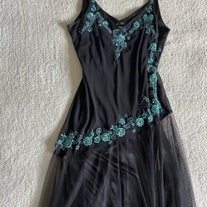 Vintage R&M Richards Floral Beaded Maxi Formal Dress